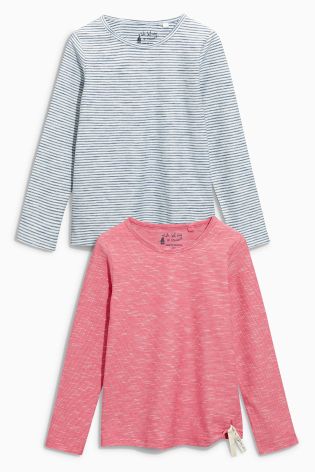 Pink/Blue Tie Hem Long Sleeve T-Shirts Two Pack (3-16yrs)